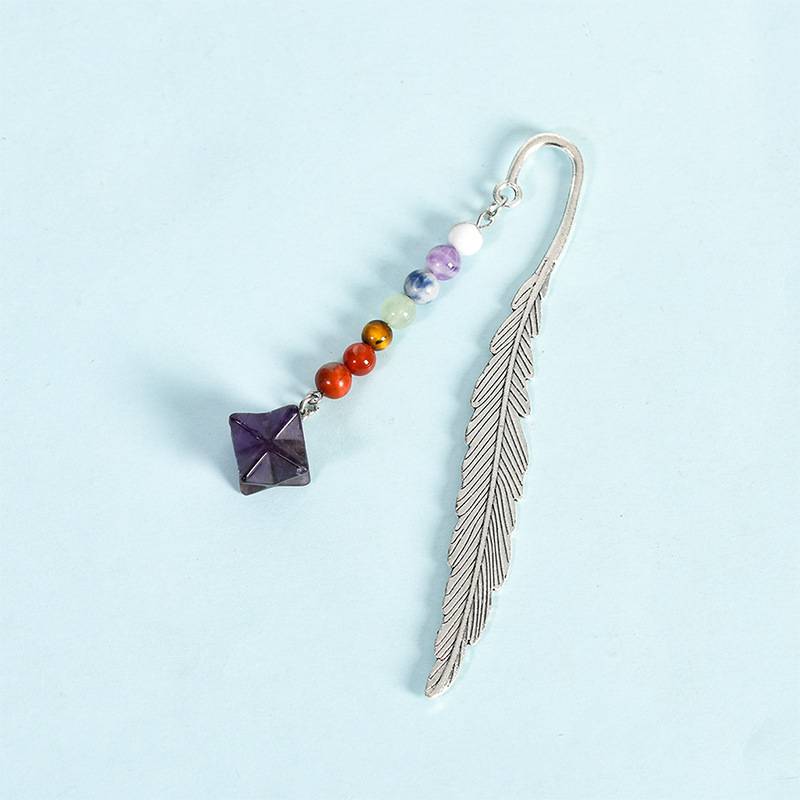 Chakra Gemstone Merkaba Star Feather Bookmark Collection – Multiple Color Variants