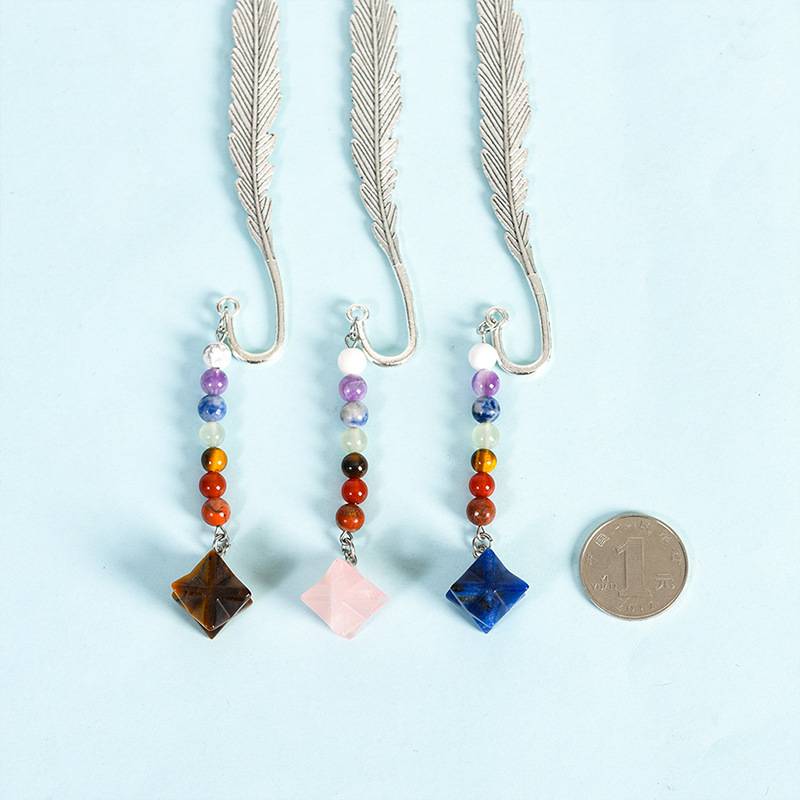 Chakra Gemstone Merkaba Star Feather Bookmark Collection – Multiple Color Variants