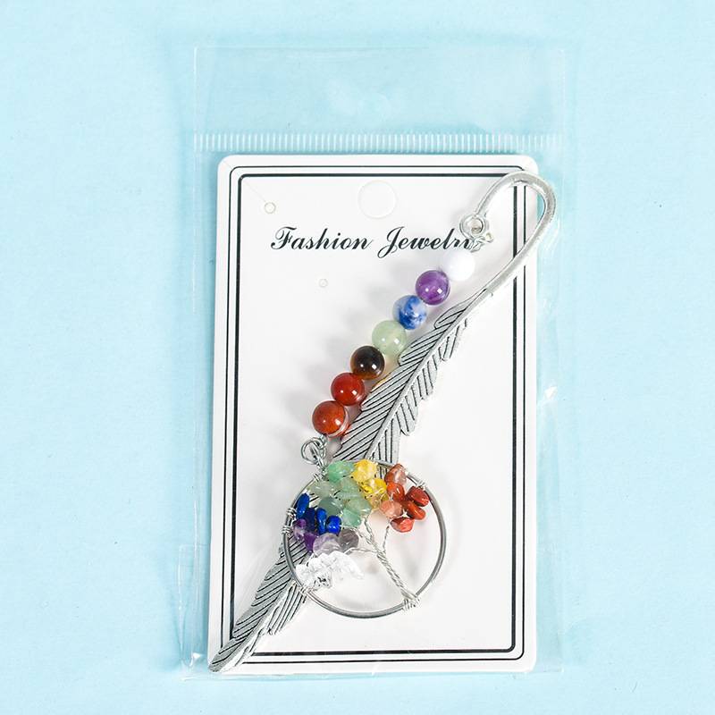 Chakra Gemstone Tree of Life Feather Bookmarks - Multi-Color