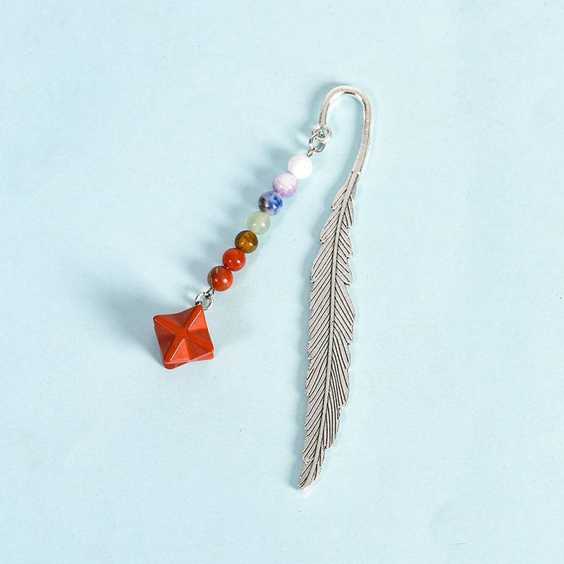 Chakra Gemstone Merkaba Star Feather Bookmark Collection – Multiple Color Variants