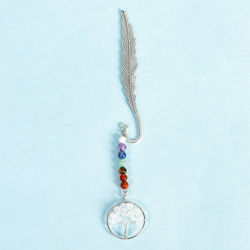 Chakra Gemstone Tree of Life Feather Bookmarks - Multi-Color