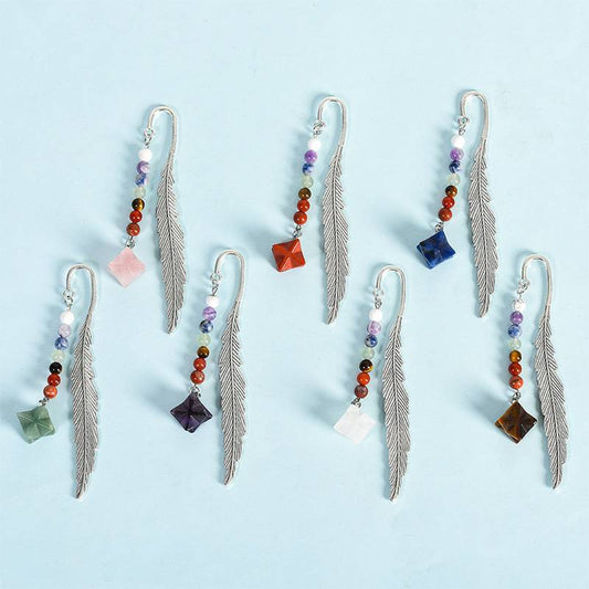 Chakra Gemstone Merkaba Star Feather Bookmark Collection – Multiple Color Variants